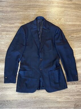 Classic 100% Wool Men's Navy Suit Blazer - Tailored